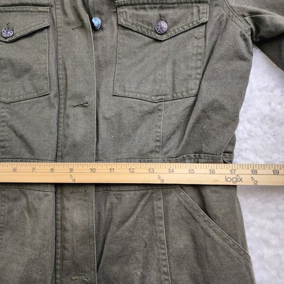 Steve Madden Jacket Coat Sm Army Green Zip Button Chore Sherpa Collar Pockets - Picture 5 of 13